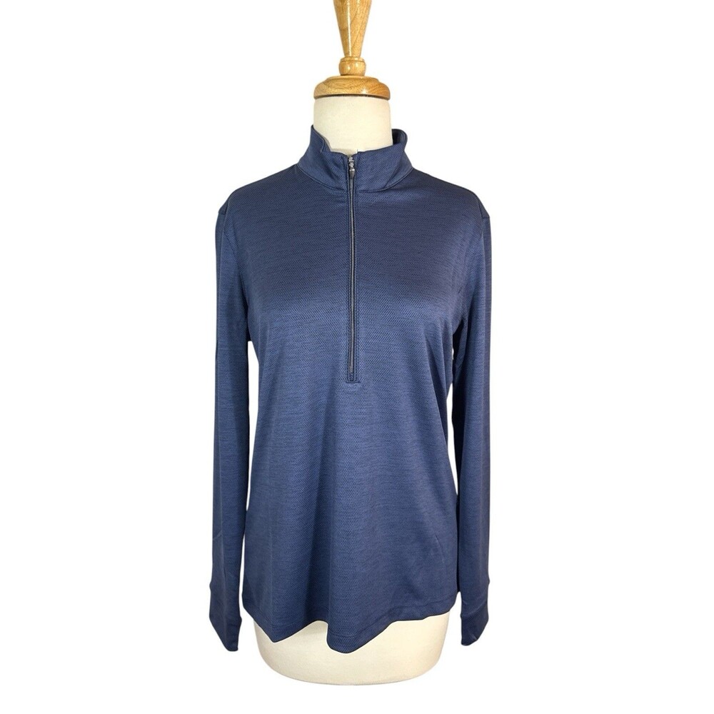 Greg Norman Woman's Blue Med Performance Long Sleeve 1/4 Zip Athletic Golf Top